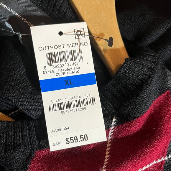 INC International Concepts Merino Wool Sweater Mens Size XL‎ Black Argyle Blend - Picture 6 of 9